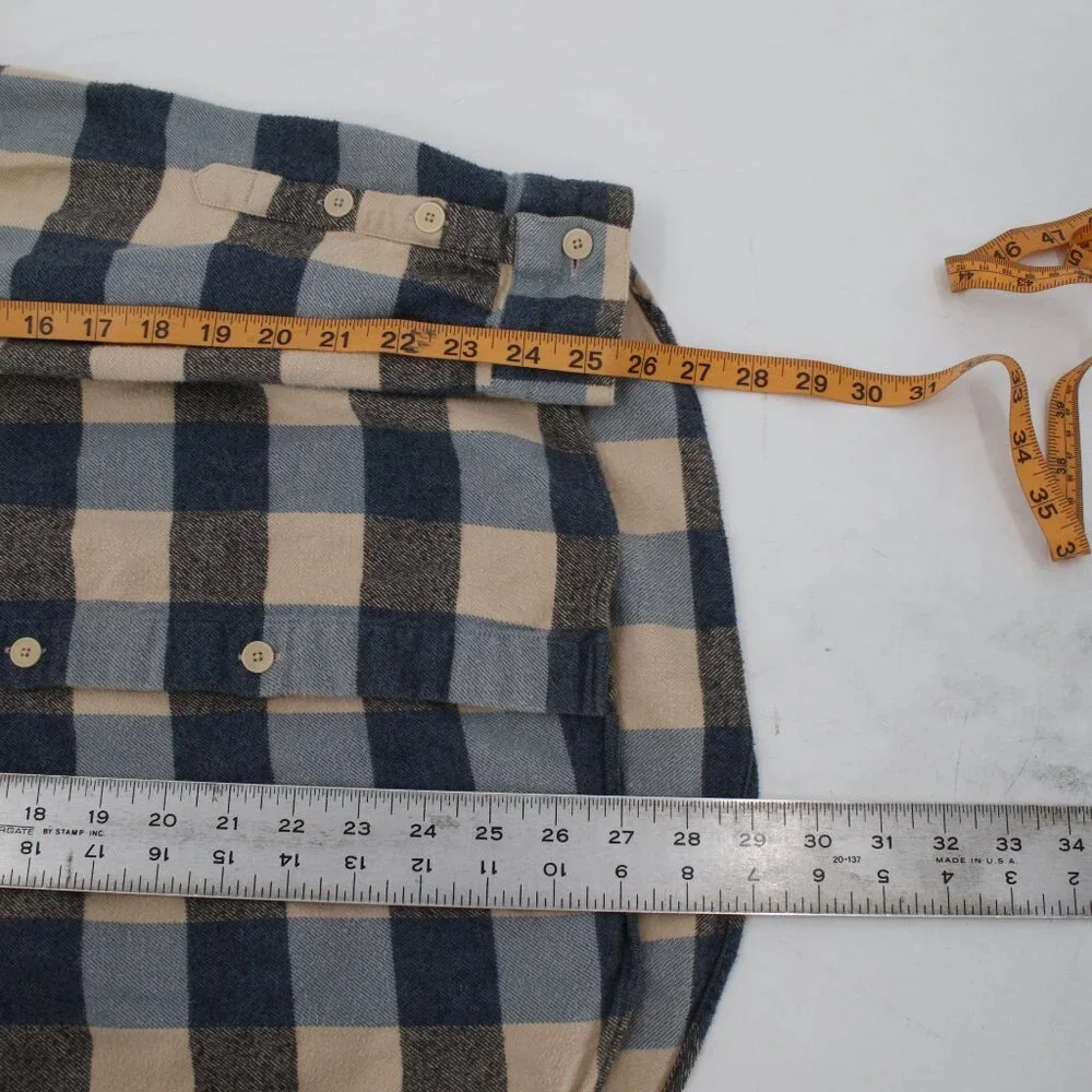 FOLK flannel shirt men's 2 long sleeve button down plaid cotton one pocket